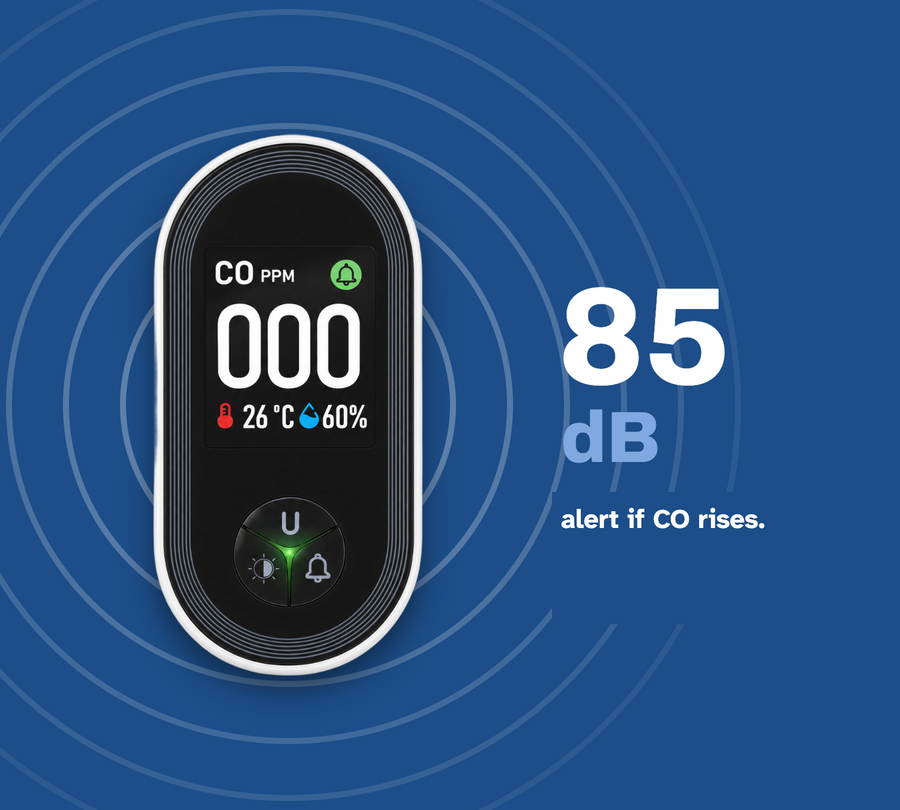 HALDEN CO monitor with sound rings: 85 dB alert if CO rises